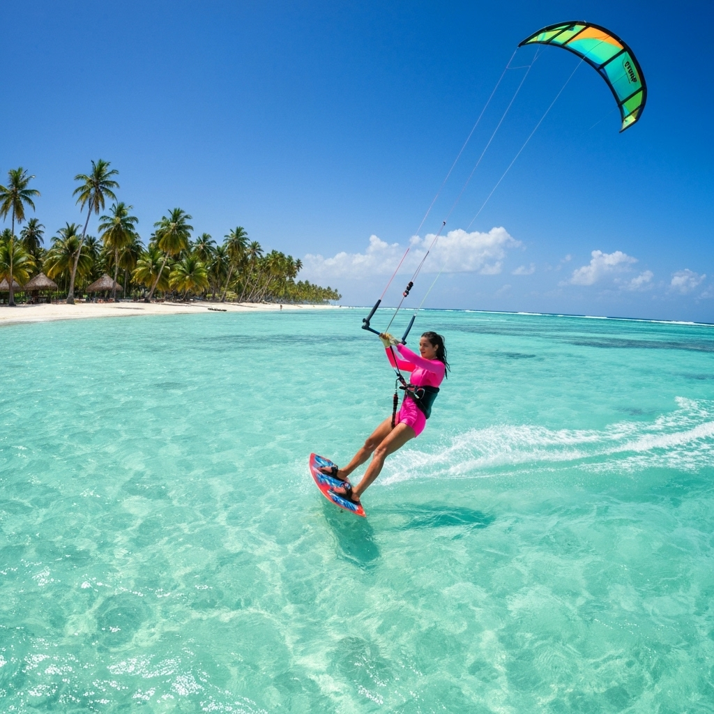 Consistent wind conditions during peak kiteboarding season in Antigua Caribbean